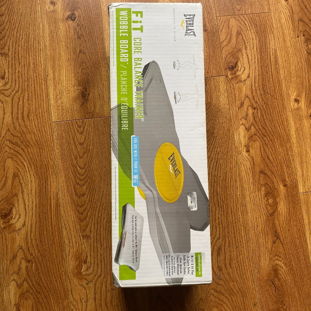 Wii Fit Everlast Core Balance Trainer Wobble Board Gray Yellow OPEN BOX